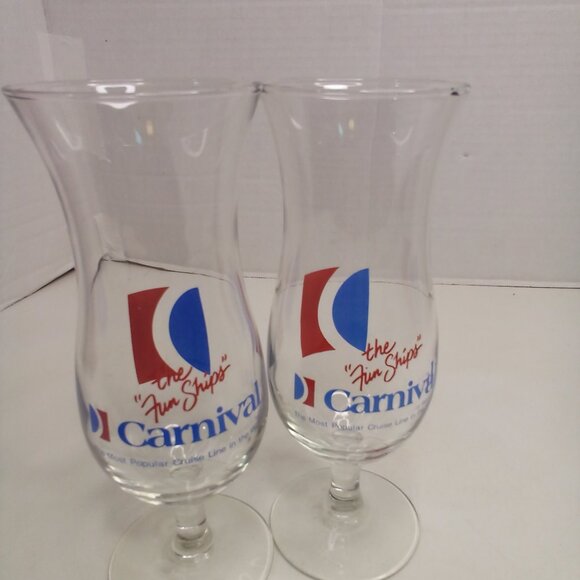 Vintage Carnival Cruise Line Cocktail Wine Glass Lot of 2 The Fun Ships 8" - Picture 7 of 9